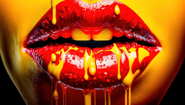 Lippen Mund Kuss Sinnlichkeit Gedankenspiel Abstrakte Illustration Generative AI Digital Art Kunst Hintergrund Cover
