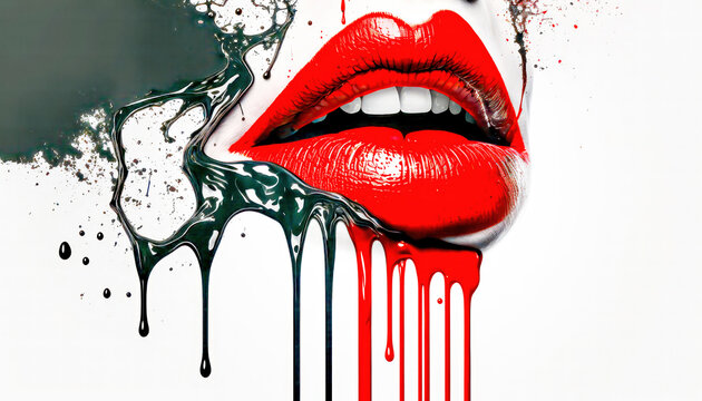 Lippen Mund Kuss Sinnlichkeit Gedankenspiel Abstrakte Illustration Generative AI Digital Art Kunst Hintergrund Cover