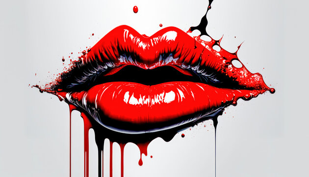 Lippen Mund Kuss Sinnlichkeit Gedankenspiel Abstrakte Illustration Generative AI Digital Art Kunst Hintergrund Cover