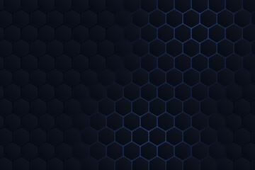 Geometric black hexagon background design with blacklight