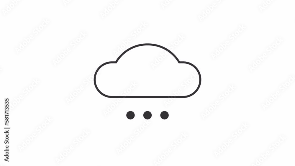 Fototapete animated blank rain cloud loader. computing service. simple black and white loading icon. 4k video f