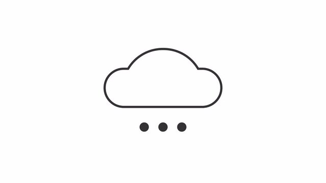 Animated blank rain cloud loader. Computing service. Simple black and white loading icon. 4K video footage with alpha channel transparency. Wait-animation progress indicator for web UI design