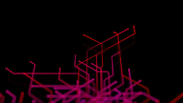 Red and Pink Network Lines form a Futuristic High-Tech Mesh. Computing Concept with copy-space.