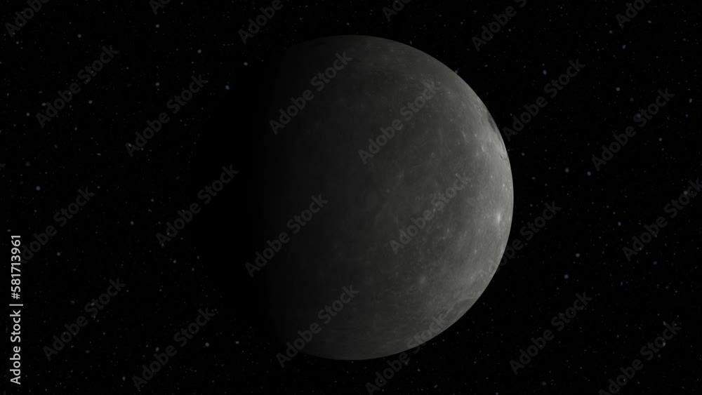Wall mural the moon in space rotating realistic 3d animation