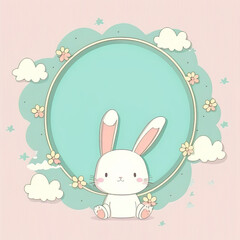 Beautiful Easter illustration with cute rabbits