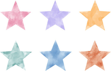 Set of hand painted watercolor star on a white background, Vector soft watercolor splatter background, Watercolor abstract shape isolated on white background, Paint splash