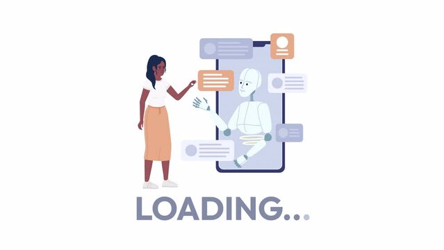 Animated AI assistant loader. Administrative service. Flash message 4K video footage. Color isolated loading wait-animation indicator with alpha channel transparency for web design, social media