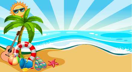 Fototapeta na wymiar Summer beach background template