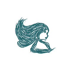 Elegant woman hair artwork illustration design
