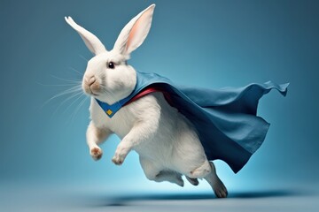 Super rabbit as superhero with cape background. Created Generative Ai