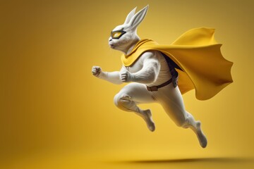 Super rabbit as superhero with cape background. Created Generative Ai