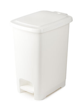 White plastic waste bin isolated on white