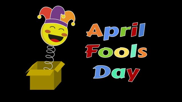 April Fools Day animation text with funny prank illustration motion. Suitable for greeting card, banner, social media feed wallpaper stories. Happy April fools day. 