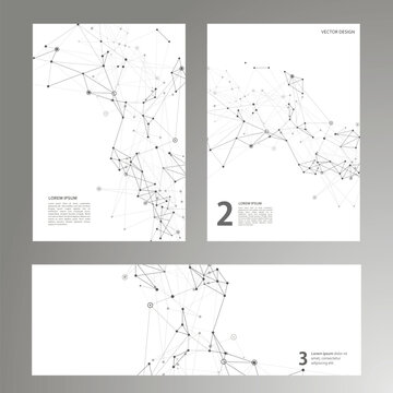 Brochure template layout design. Abstract geometric background with connected lines and dots. Technology polygonal cover