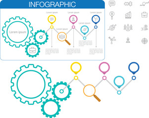Vector Gear and timeline Template Modern Style Infographic Stock Vector. and powerpoint template