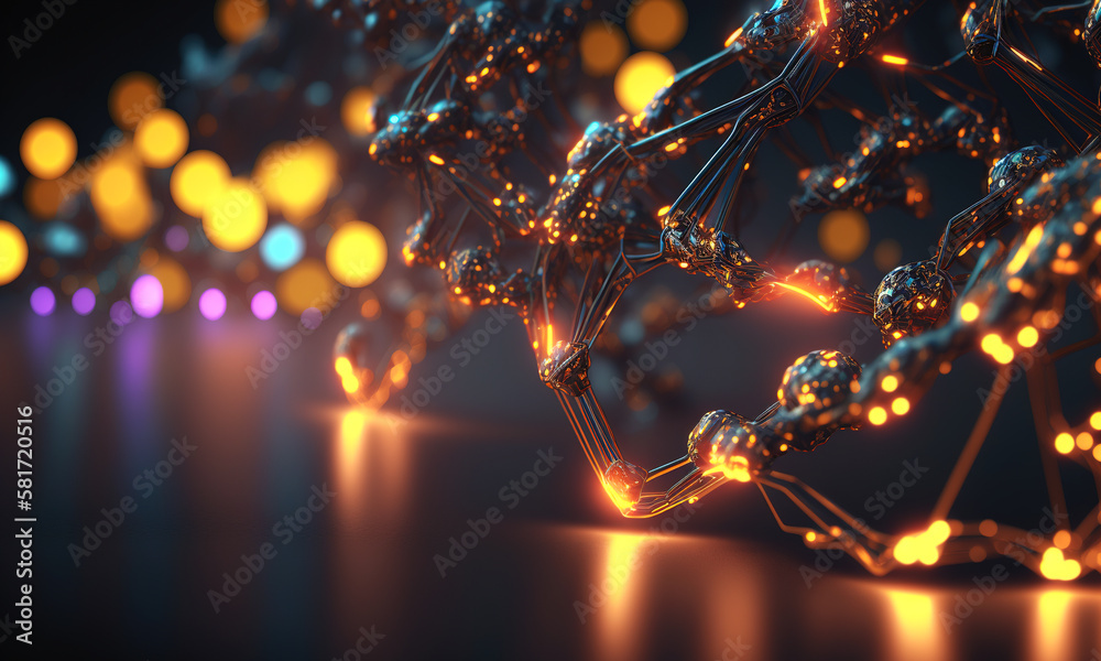 Fototapete Glowing neural links network background. Illustration representing artificial intelligence neuronal activity and connections. Generative AI