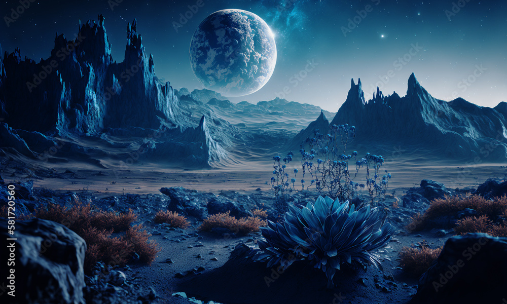Poster space planets background. distant planetscape in cosmos with exoplanets. concept art generative ai