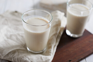 Fresh milk on white background