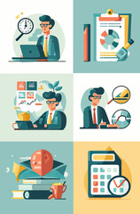 Accounting and bookkeeping vector icon set