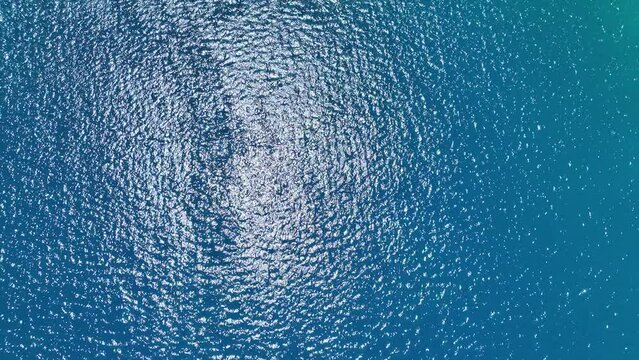 Beautiful sea shining in the sunshine, photographed from the sky with a drone