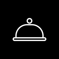 Covered with a tray of food line icon  isolated on black background