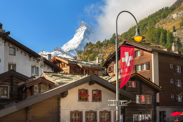 Matterhorn and Zermatt houses, Switzerland