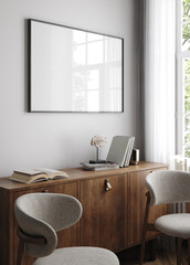 Poster frame mockup in modern home interior background, 3d render