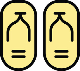 Solarium slippers icon. Outline Solarium slippers vector icon for web design isolated on white background color flat