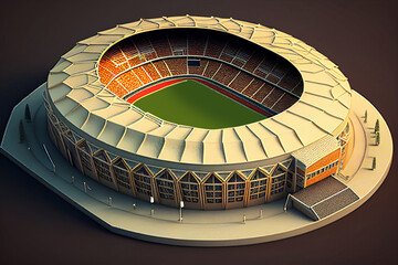 Football stadium with dramatic sky. Stadium design. Green grasses stadium. Generative AI.	
