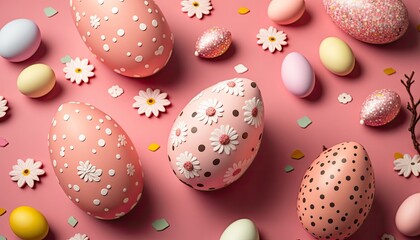 Obraz premium Happy easter, easter eggs, Generative AI