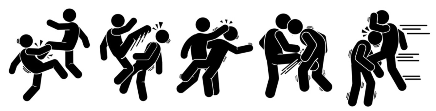 icon people are fighting. robbery. beating. brawl.