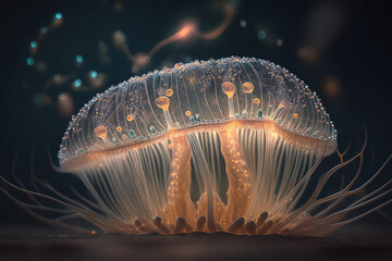 Jellyfish in the aquarium. Generative AI.