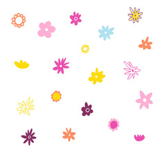 Hand drawn abstract plants. Vector illustration of minimalist colorful flower, naive art