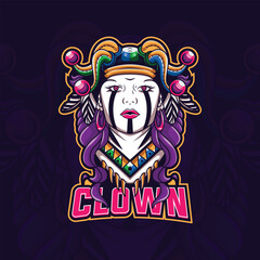 clown woman logo template illustration