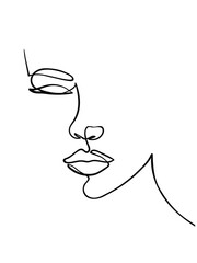 Female Face Continuous Line Drawing. Good for Prints, T-shirt, Banners, Slogan Design Modern Graphics Style