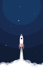 Rocket launch design. Business startup concept, vector illustration. - 581728335