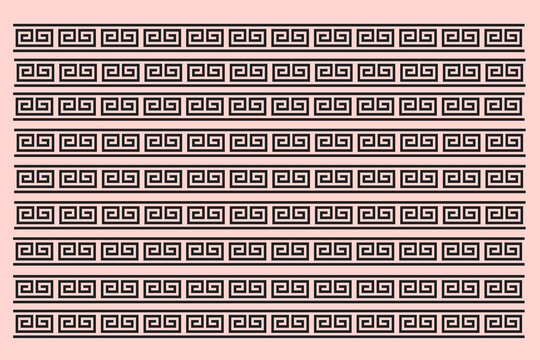 Greek key Versace pattern design with geometric shapes background 