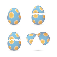 Cracked Easter eggs painted with ovals set