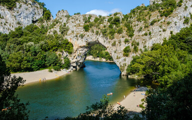 Ardeche France Pont d Arc, Ardeche France, view of Natural arch in Vallon Pont d'Arc in Ardeche...