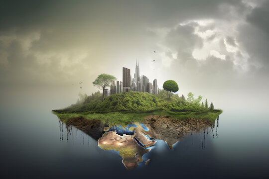 Cracked Earth VS Green Earth Concept. Global Warning, Climate Change and Save our Planet.
