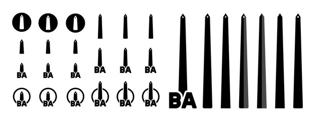 Obelisk Argentina, Obelisco Buenos Aires, BA icon, CABA symbol, vector, vectors, vectorial, isolated	
