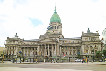 Fototapeta na wymiar Imposing Palace of the Argentine National Congress, Gorgeous Monumental Building in Buenos Aires, Argentina, South america