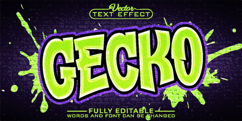 Graffiti Colorful Gecko Vector Editable Text Effect Template