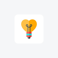 Bulb, heart, fully editable vector fill icon

