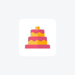 Cake, desert, sweet fully editable vector fill icon


