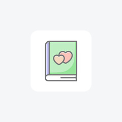 Book, love fully editable vector fill icon

