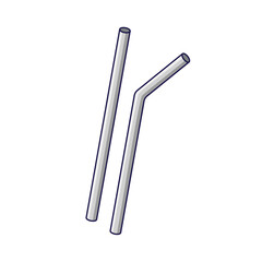 Reusable metal drinking straws. Sustainable lifestyle, zero waste, ecological concept. Vector illustration in cartoon style. Recycling, waste management, ecology, sustainability.