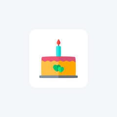 Cake, love fully editable vector line icon

