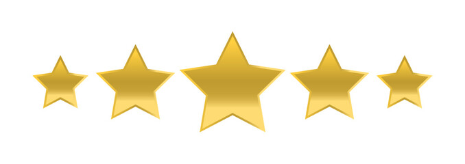 Five star golden icon. Vector stock illustration.