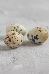 Obraz premium Easter quail eggs. Spring background with small easter quail eggs. Vintage photo processing